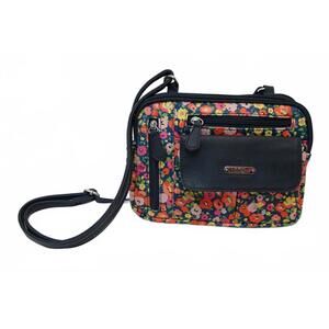 MultiSac Floral Crossbody Bag with Multiple Zippered Compartments